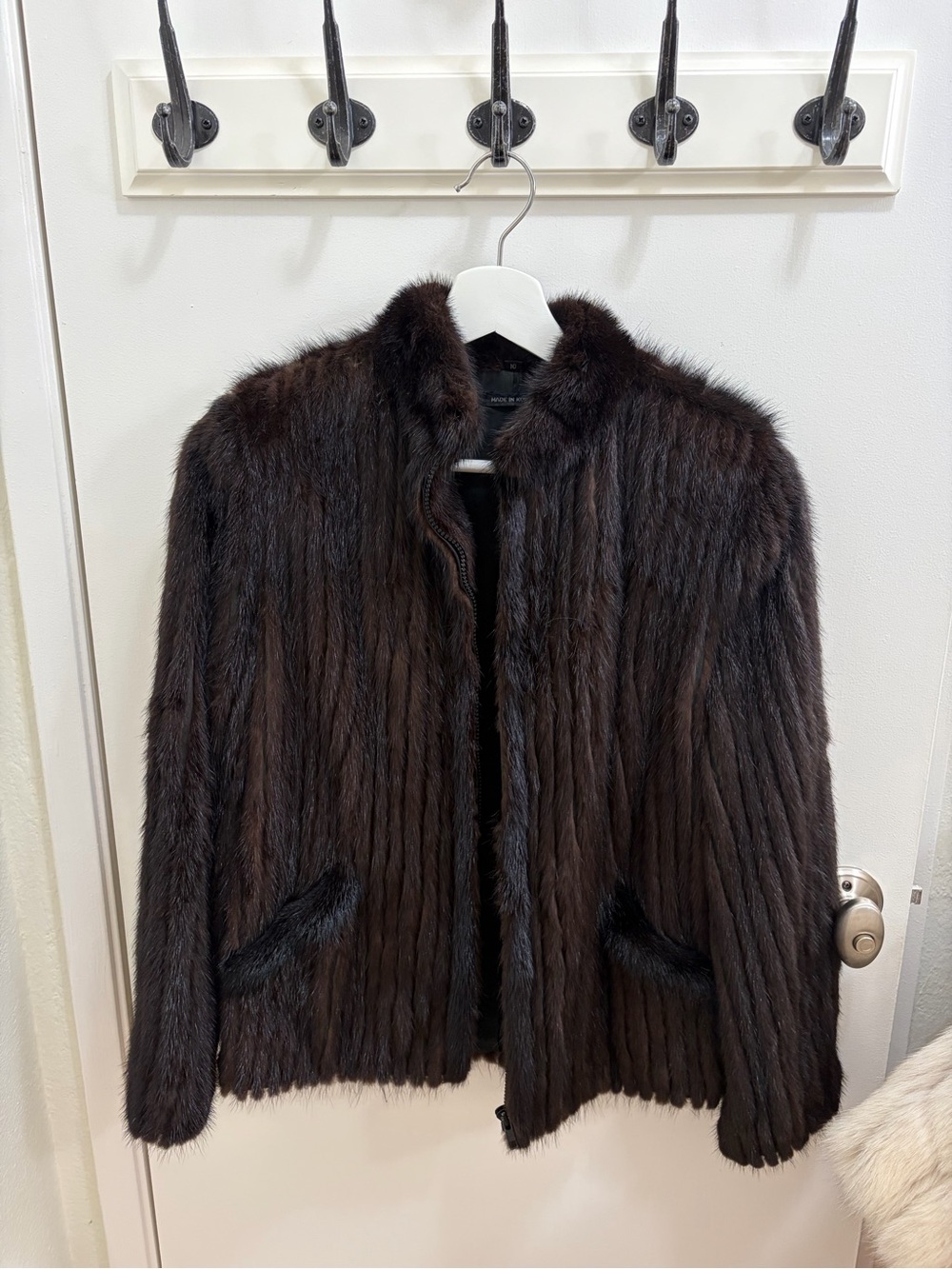 Women's Dark Brown Fur Jacket - Luxurious Short Coat zipped